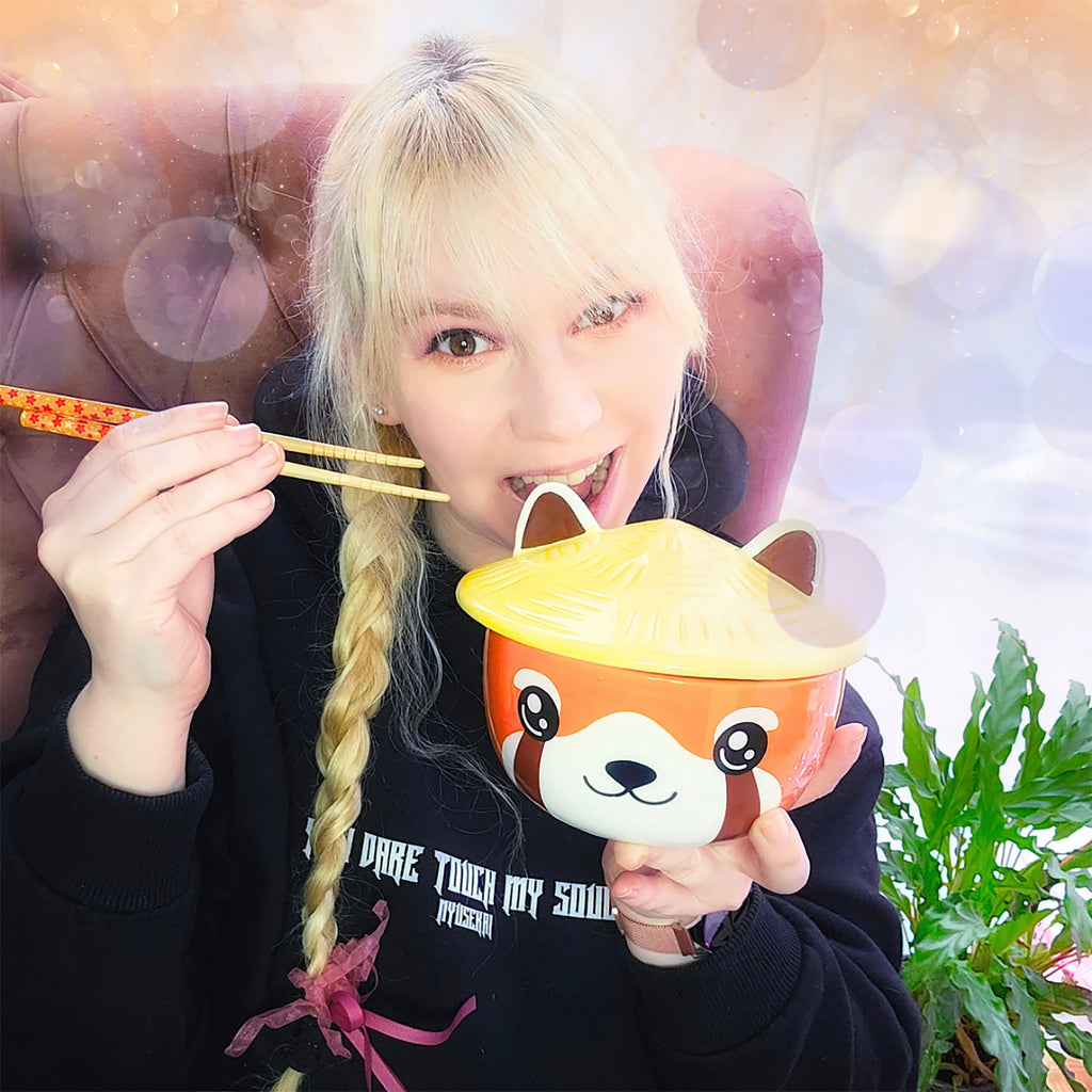 Immagine del prodotto Ciotola Kawaii del Panda Rosso con coperchio per fan dell'Anime