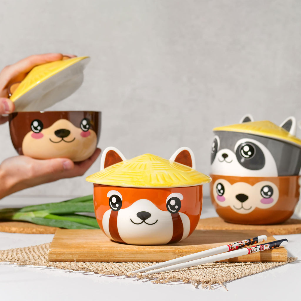 Immagine del prodotto Ciotola Kawaii del Panda Rosso con coperchio per fan dell'Anime