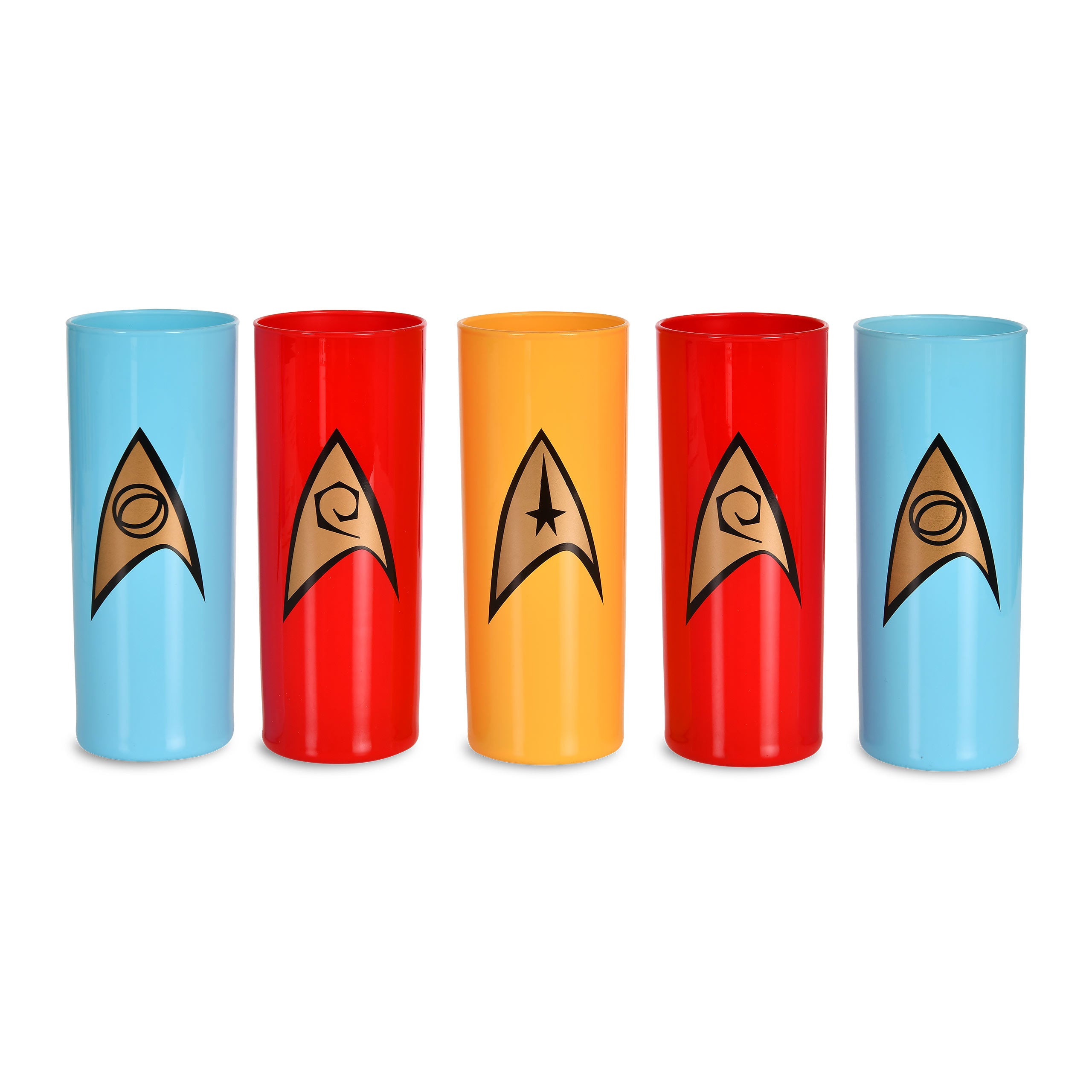 Immagine del prodotto Set di 5 bicchieri con distintivi della Flotta Stellare - Star Trek