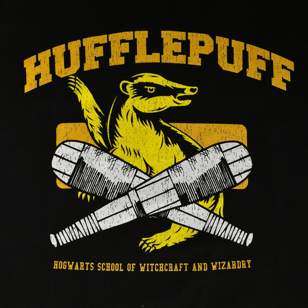 Immagine del prodotto T-shirt universitaria di Quidditch Hufflepuff nera - Harry Potter