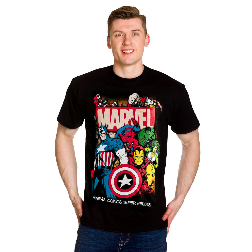 Immagine del prodotto T-shirt nera dei supereroi dei fumetti Marvel