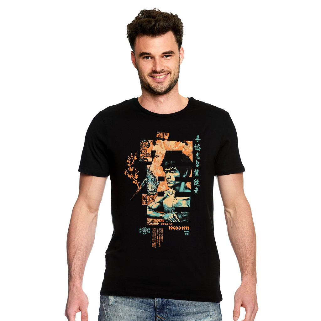Immagine del prodotto T-shirt di calligrafia Kung Fu per fan di Bruce Lee nera