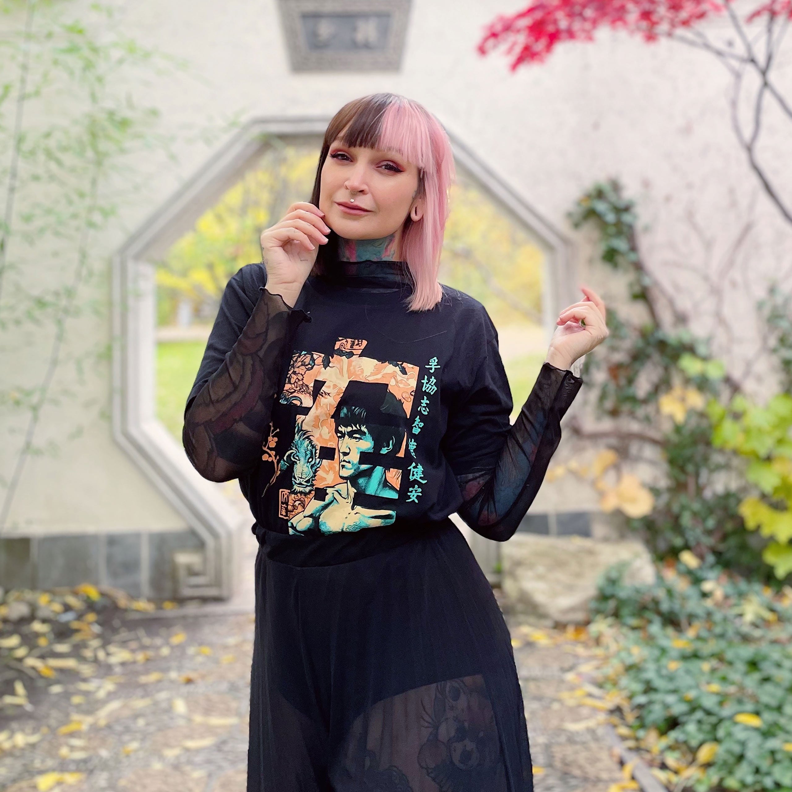 Immagine del prodotto T-shirt di calligrafia Kung Fu per fan di Bruce Lee nera