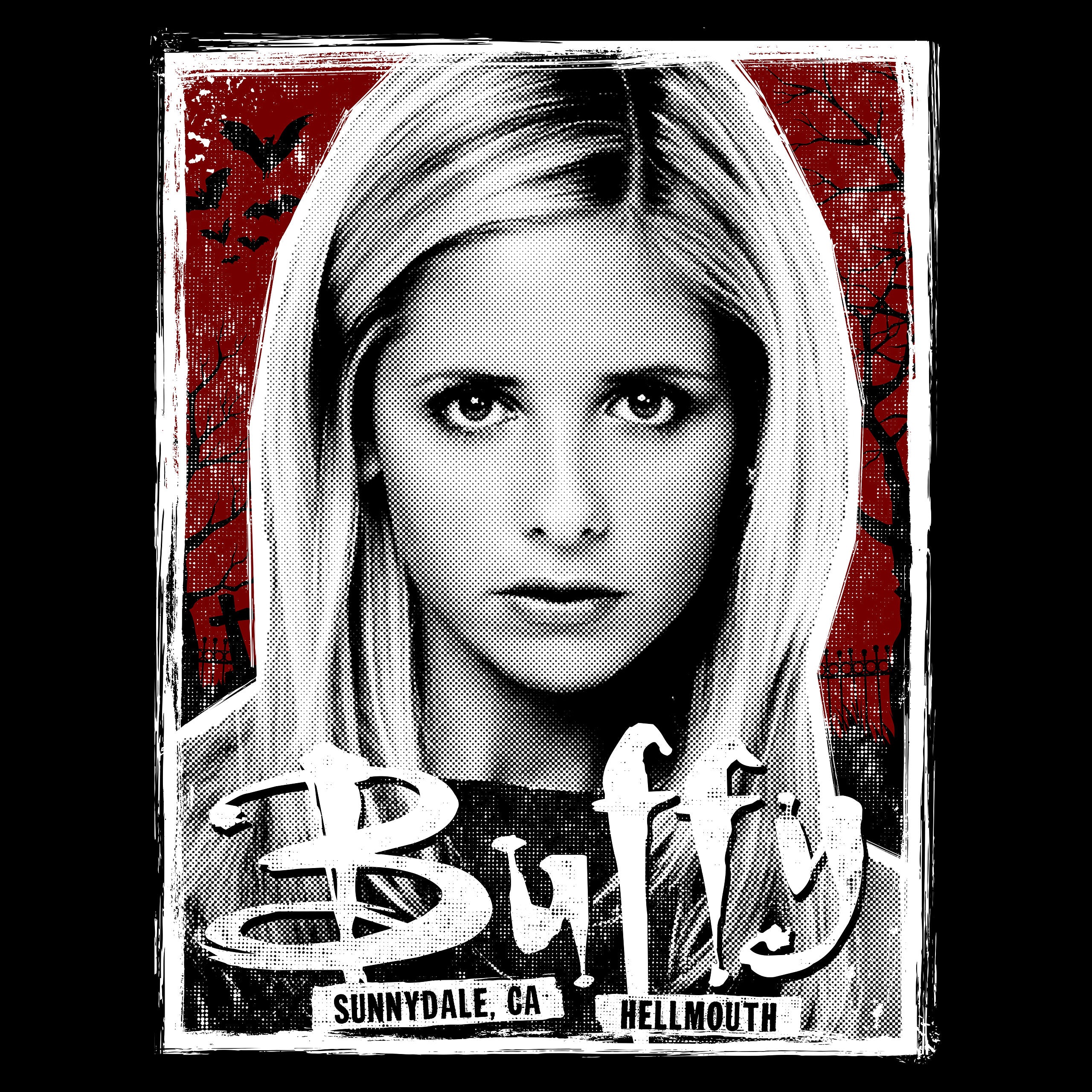 Immagine del prodotto T-shirt da cacciatrice di vampiri per fan di Buffy nera