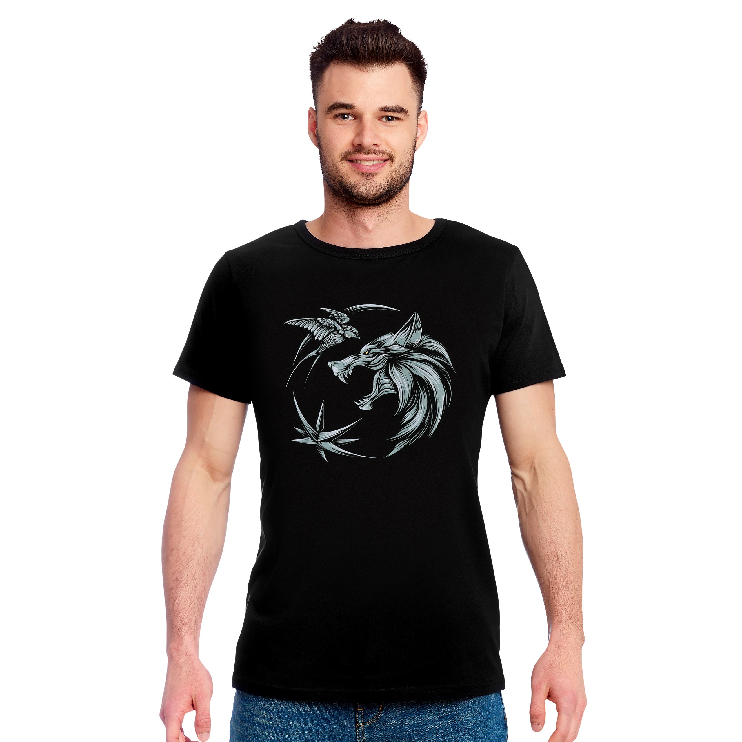 Immagine del prodotto Witcher - T-shirt con medaglione di lupo nero