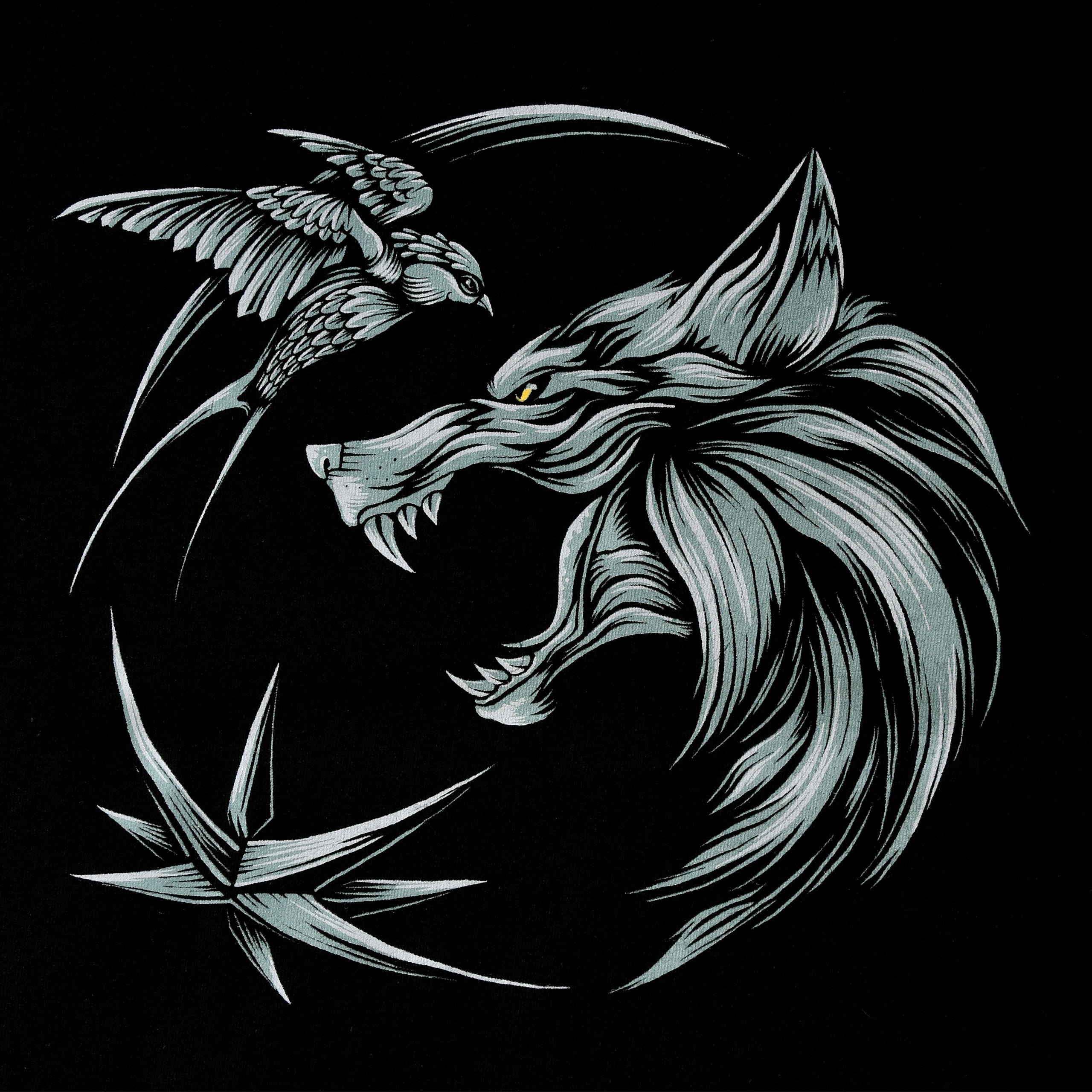 Immagine del prodotto Witcher - T-shirt con medaglione di lupo nero