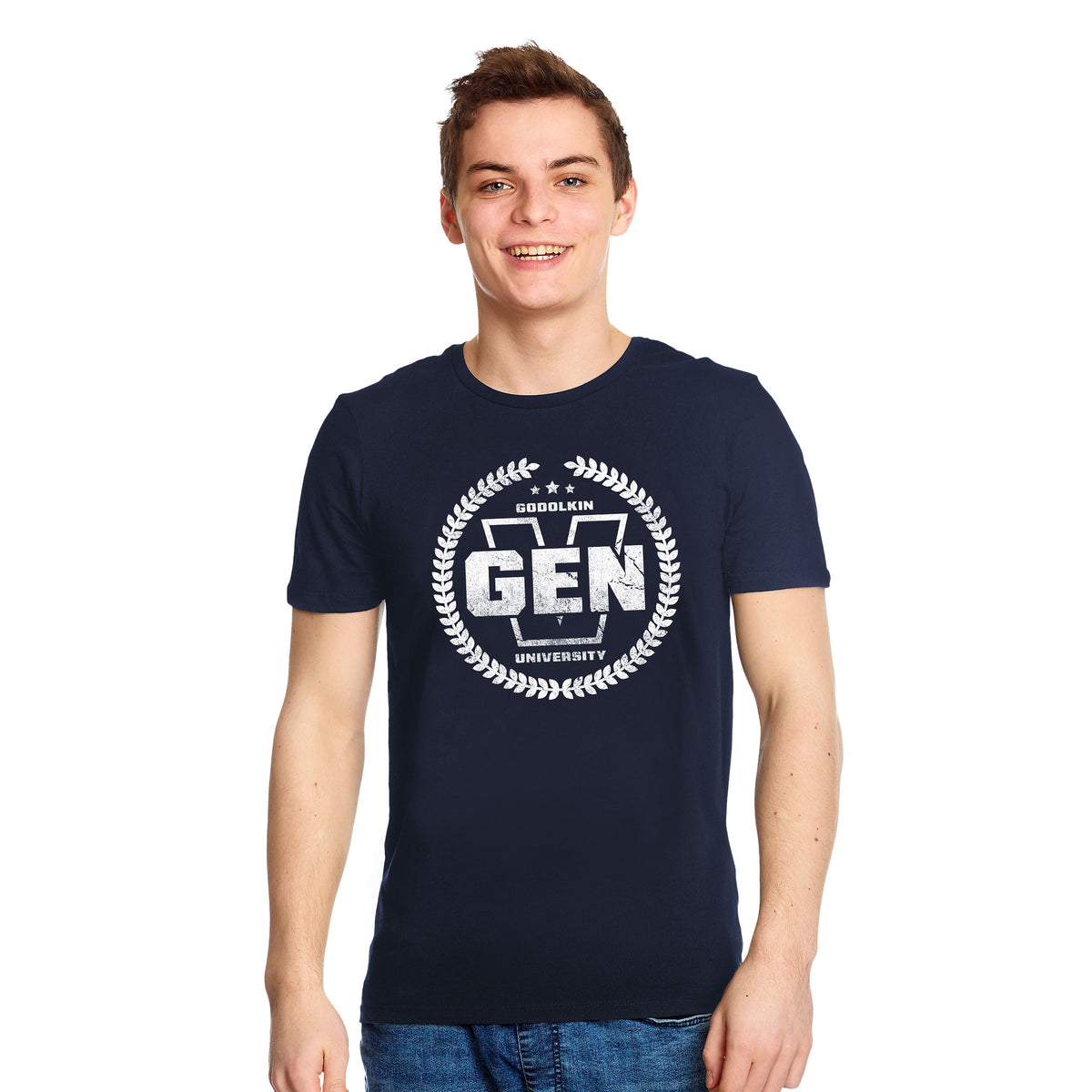 Immagine del prodotto T-shirt dell'Università Gen V Godolkin per i fan di The Boys