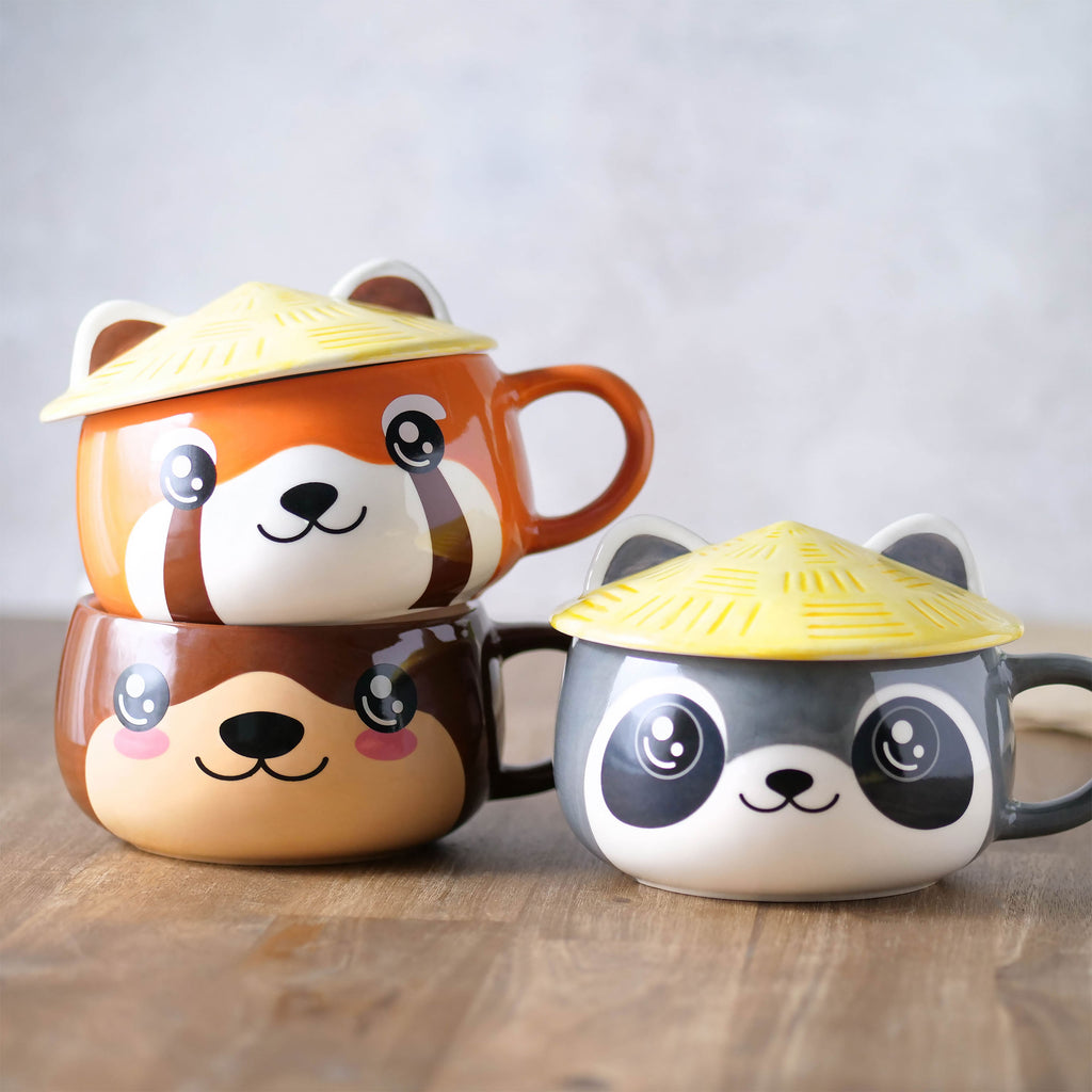 Immagine del prodotto Tazza Kawaii di Panda Rosso con coperchio per fan dell'Anime