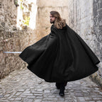 Immagine del prodotto Mantello medievale in lana con chiusura a lupo nero