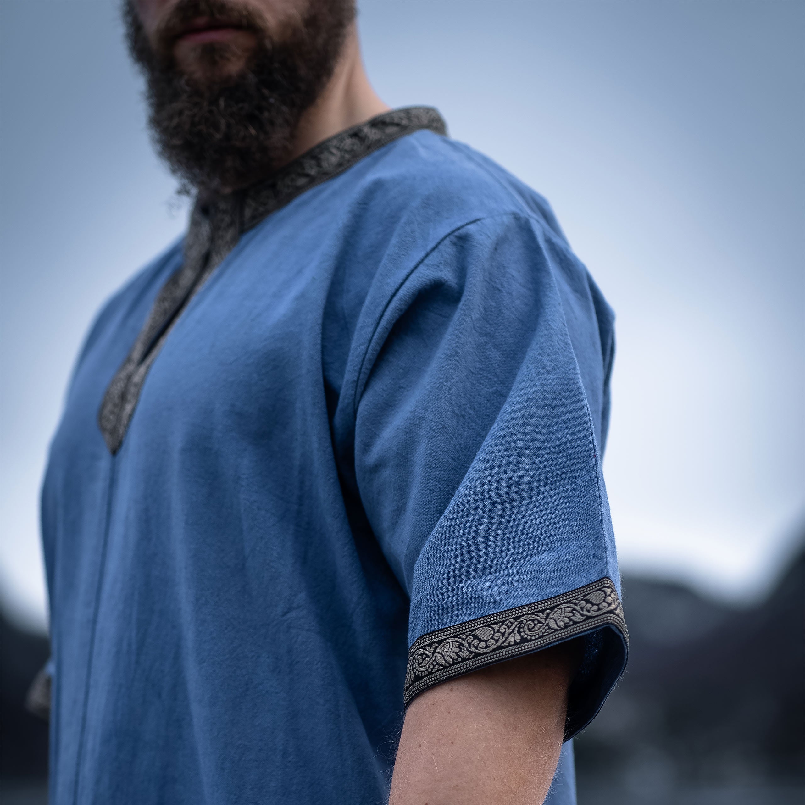 Product image Medieval Tunic Short Sleeve with Border Blue