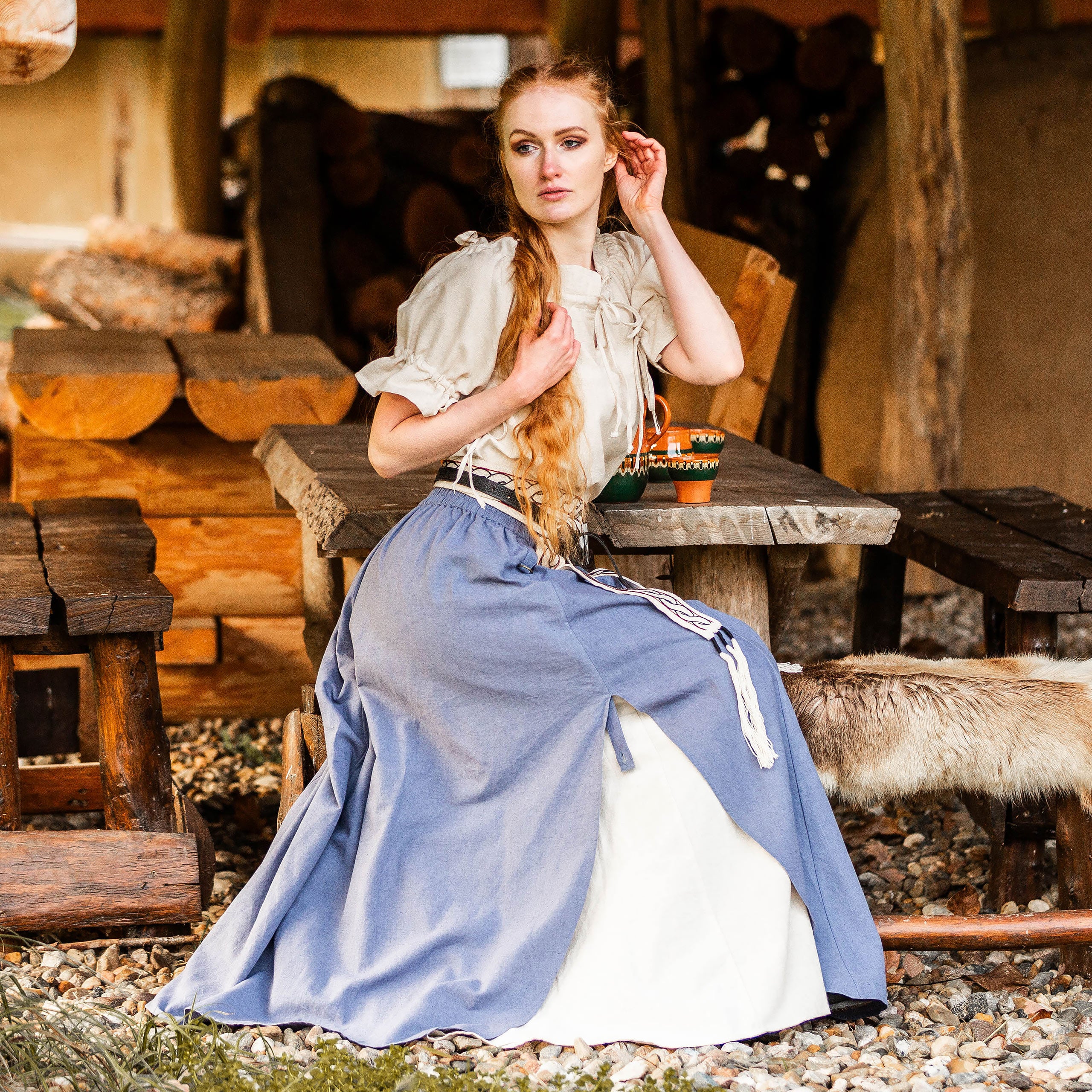 Immagine del prodotto Gonna medievale a doppio strato blu-beige