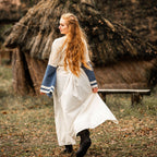 Immagine del prodotto Vestito medievale con maniche a tromba blu-naturale