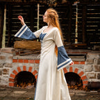 Immagine del prodotto Vestito medievale con maniche a tromba blu-naturale