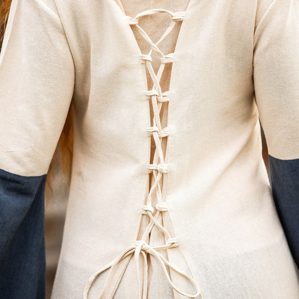 Immagine del prodotto Vestito medievale con maniche a tromba blu-naturale