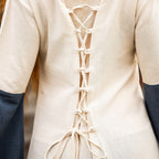 Immagine del prodotto Vestito medievale con maniche a tromba blu-naturale