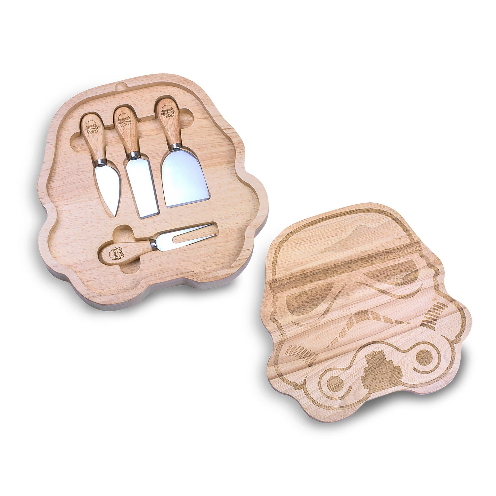 Immagine del prodotto Tagliere per formaggi Stormtrooper originale incluso set di coltelli per i fan di Star Wars