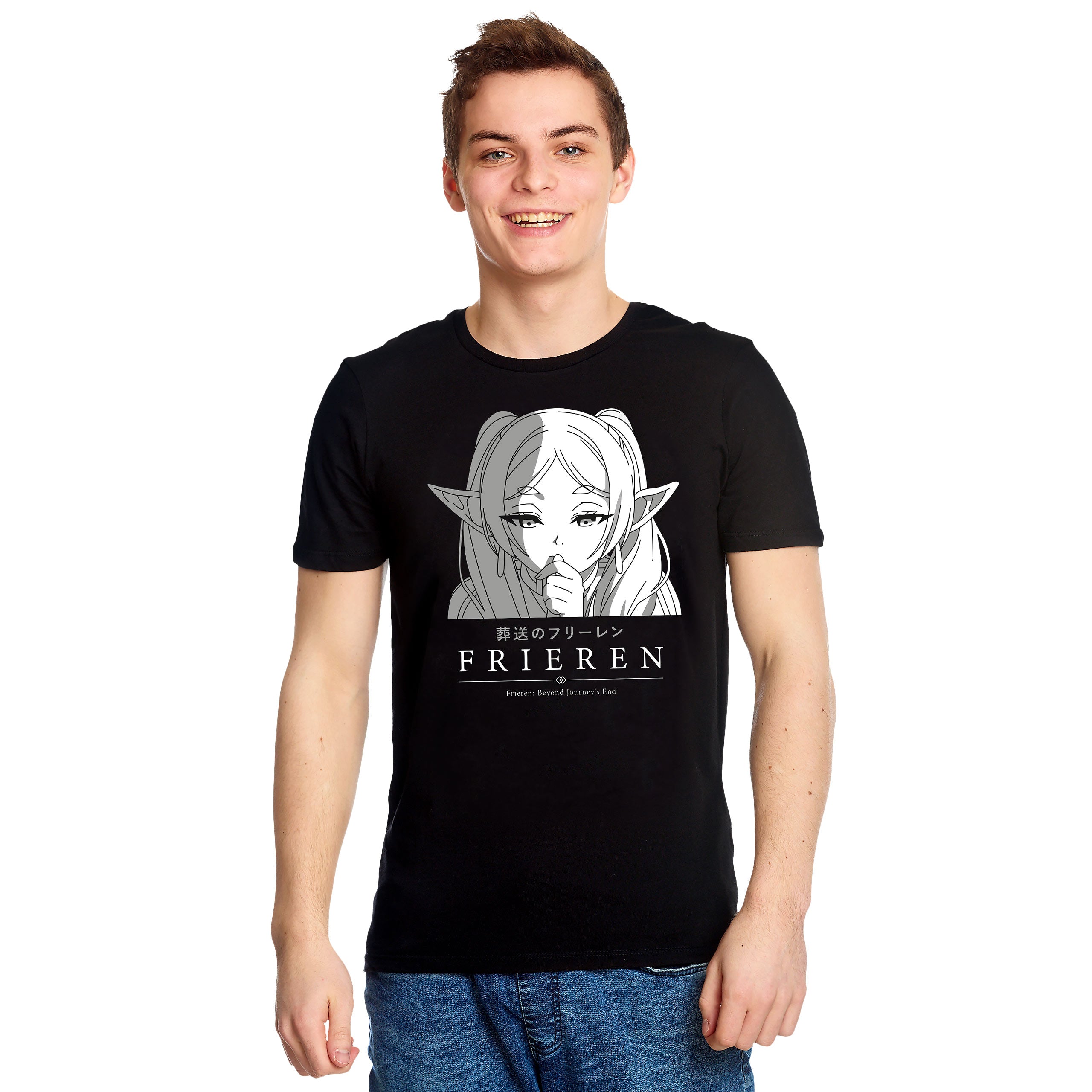 Immagine del prodotto T-shirt del personaggio per fan di Frieren nero