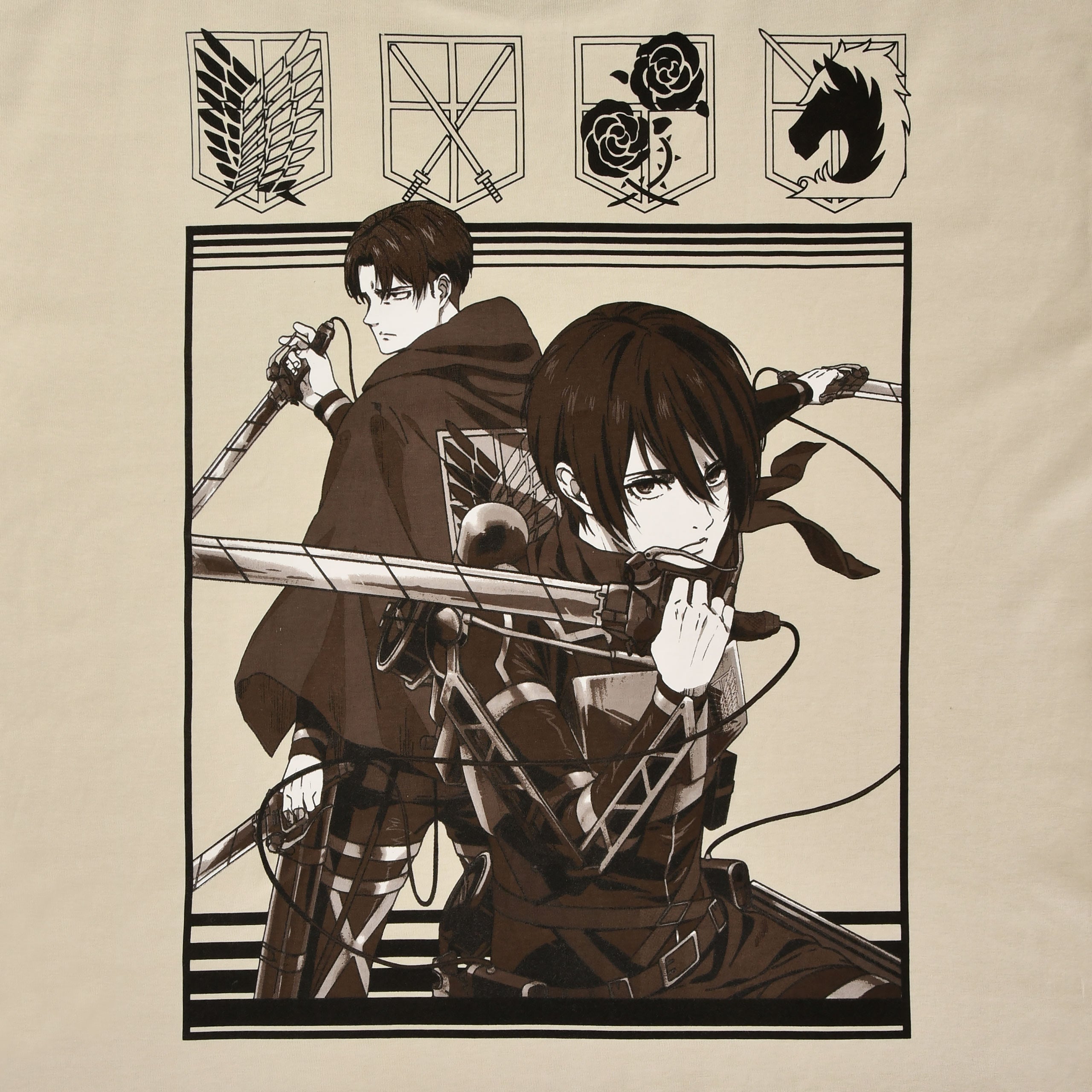 Immagine del prodotto Attack on Titan - T-shirt oversize beige di gruppo