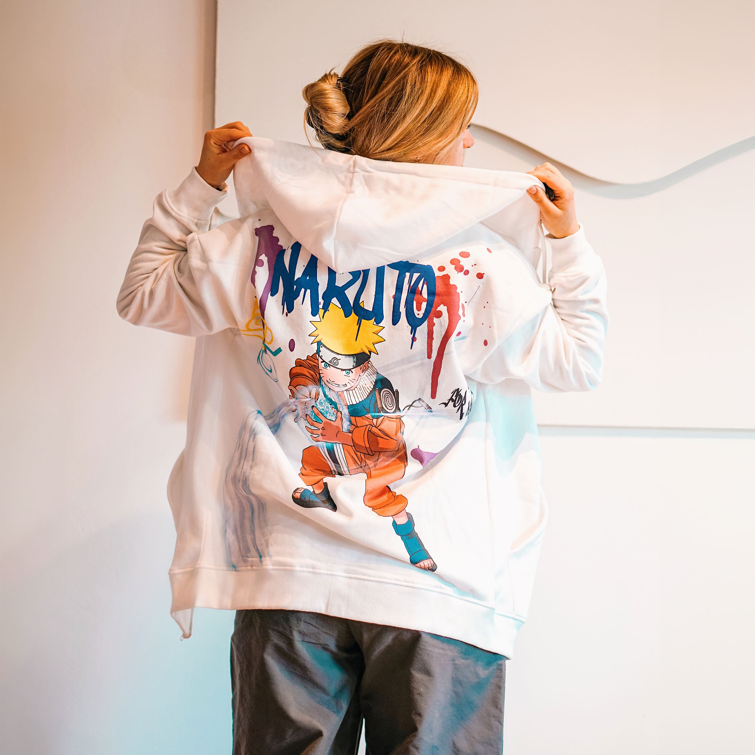 Immagine del prodotto Naruto - Felpa con cappuccio bianca Graffiti