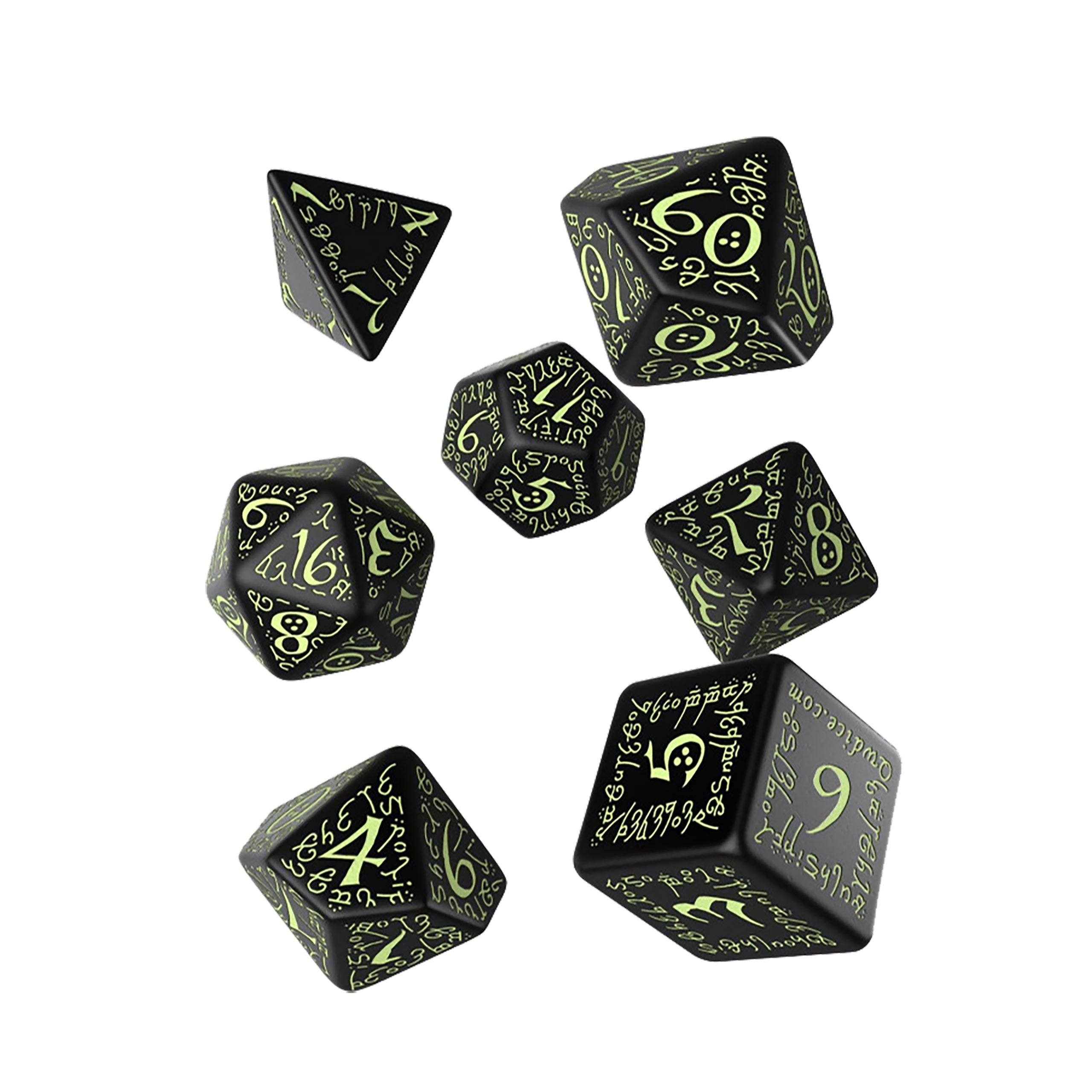 Immagine del prodotto Set di Dadi Elfici RPG 7 pezzi Edizione Glow in The Dark