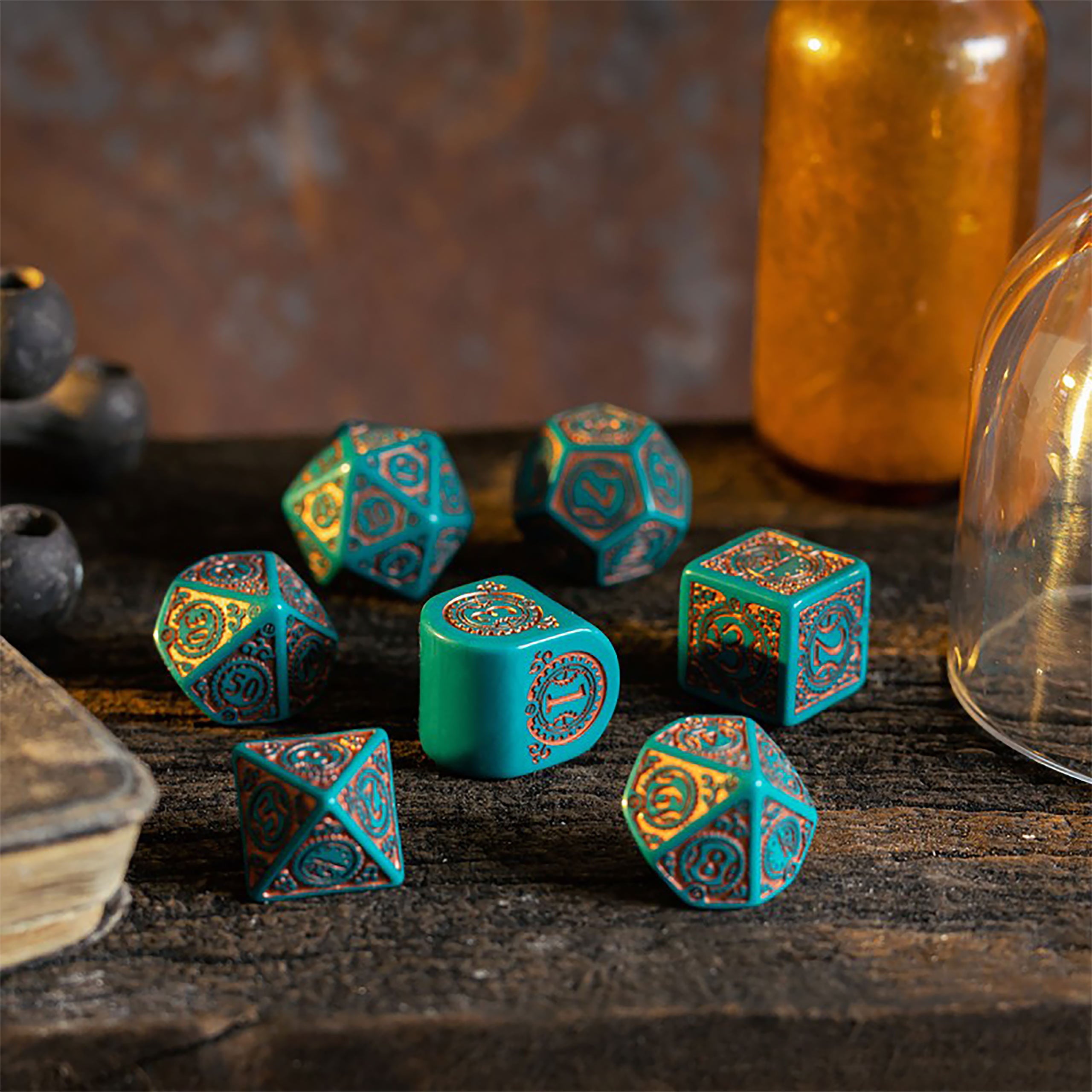 Immagine del prodotto Set di Dadi RPG Moderno Steampunk Clockwork Nautical Apparatus 7 pezzi