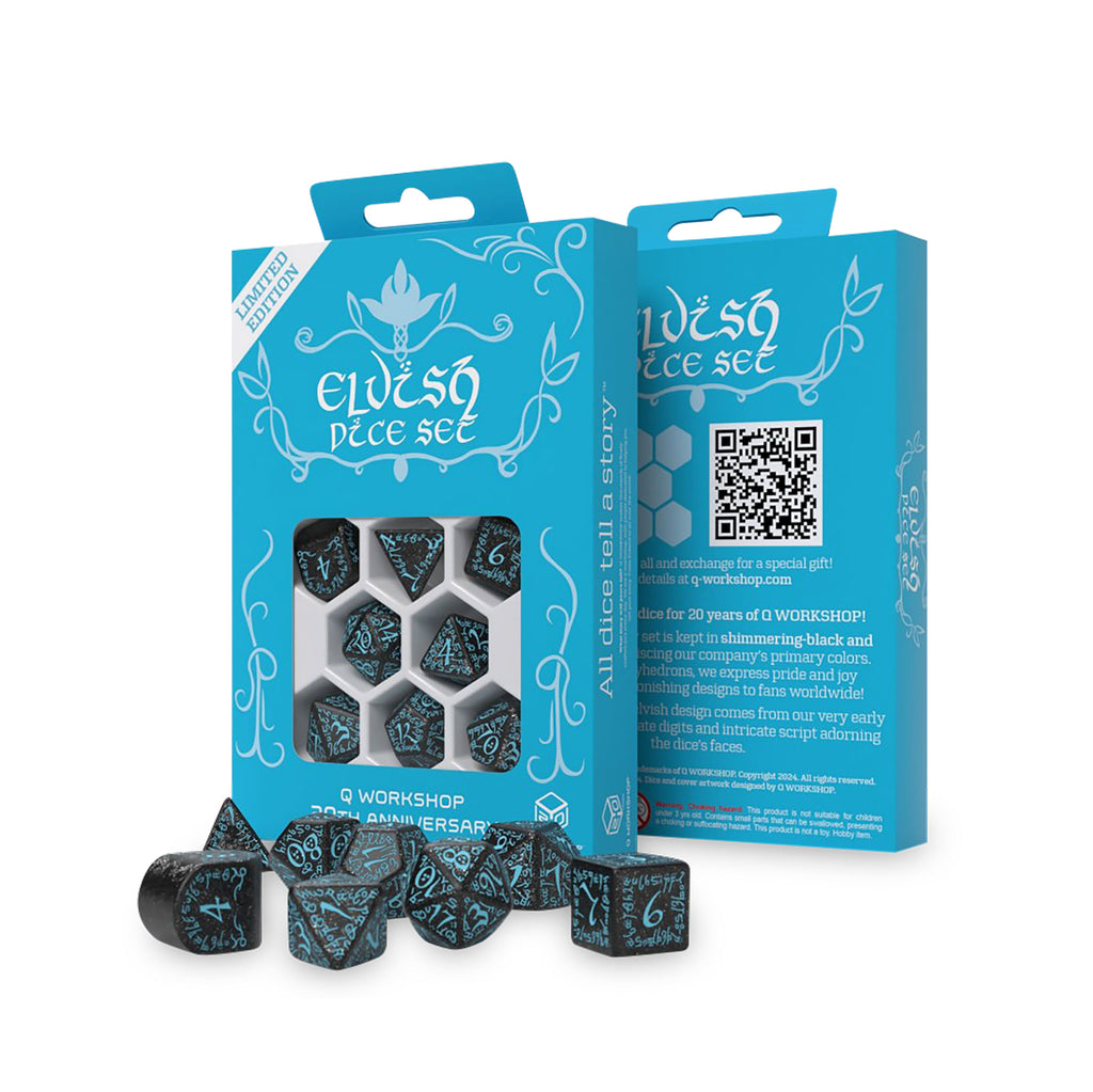 Immagine del prodotto Set di dadi RPG Elvish 7 pezzi nero-blu