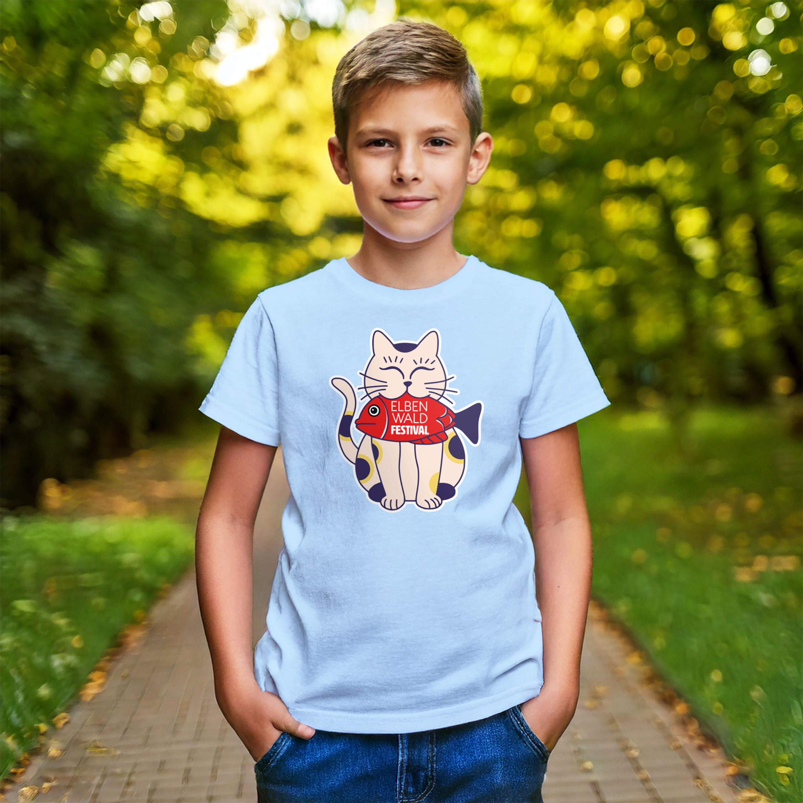 Immagine del prodotto T-shirt blu Neko Cat del Festival Elbenwald per bambini