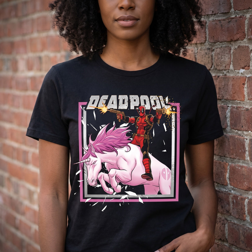 Immagine del prodotto Deadpool - T-shirt Pink Unicorn Ride nera