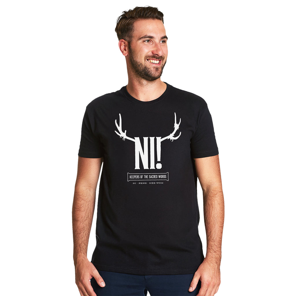 Immagine del prodotto T-shirt Ni! per fan di Monty Python nera