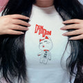 Immagine del prodotto T-shirt Turbo Granny per fan di Dandadan bianca