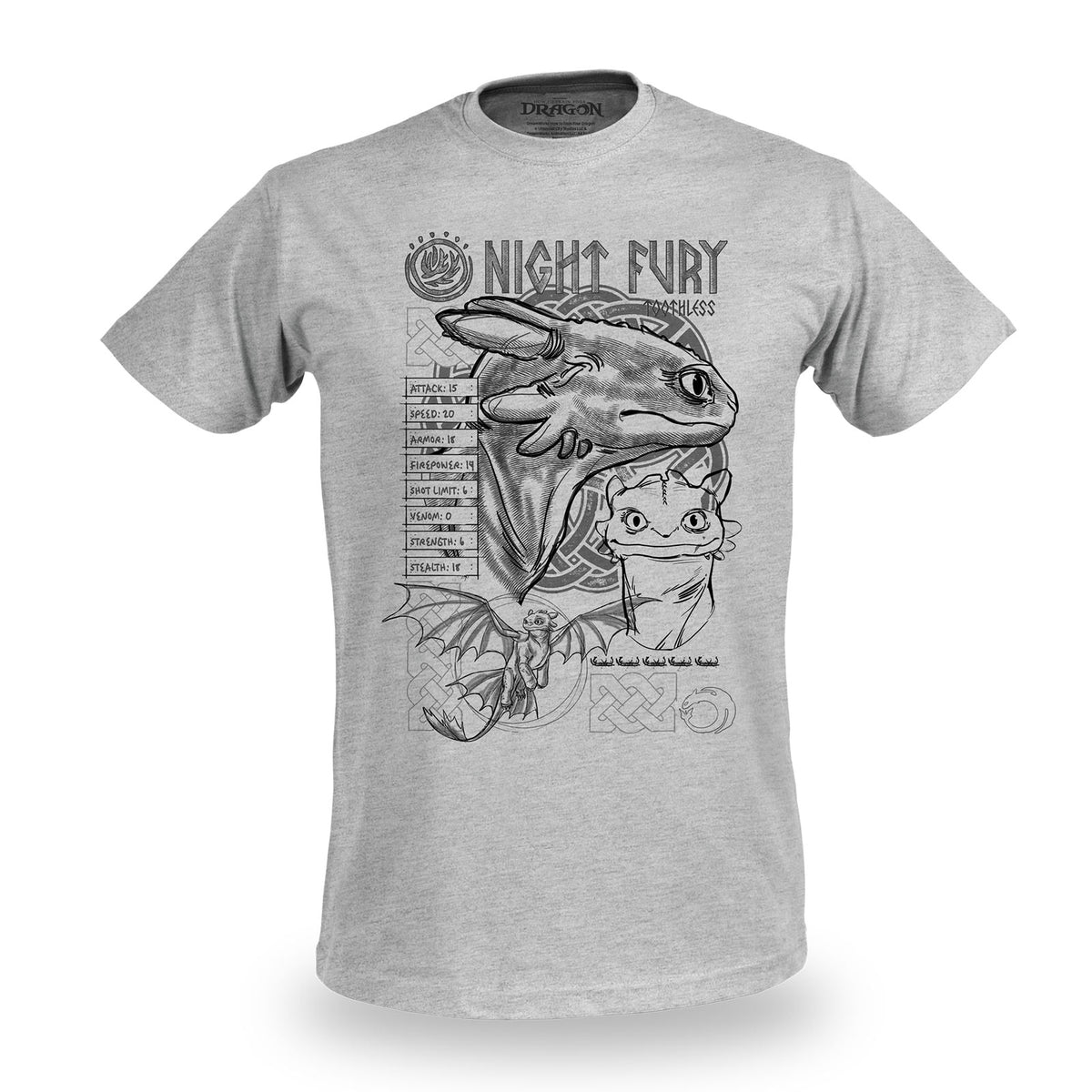 Immagine del prodotto Dragon Trainer - T-Shirt grigia con schizzo di Furia Buia