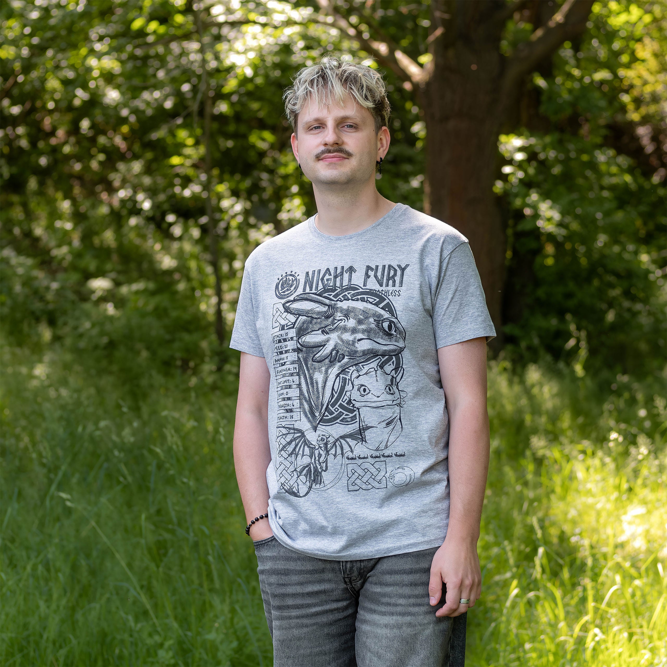 Immagine del prodotto Dragon Trainer - T-Shirt grigia con schizzo di Furia Buia