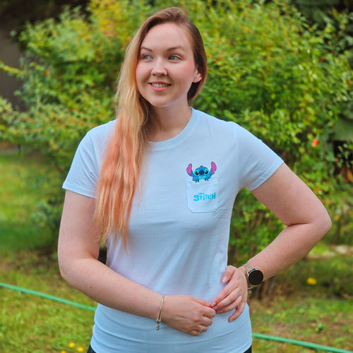 Immagine del prodotto T-shirt con taschino Stitch bianca - Lilo & Stitch