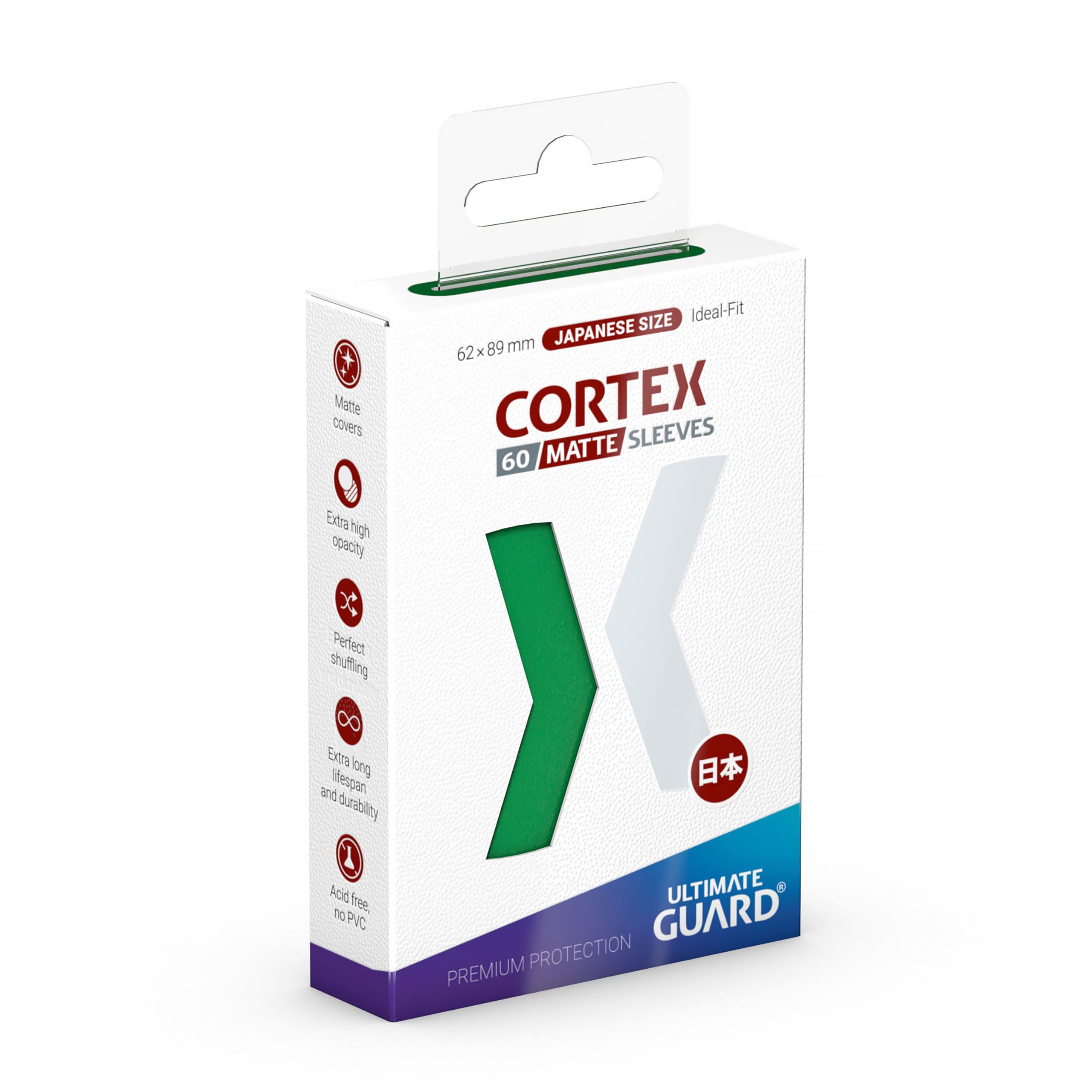 Immagine del prodotto Buste protettive Cortex verde opaco 60 pz Ultimate Guard - formato giapponese per TCG