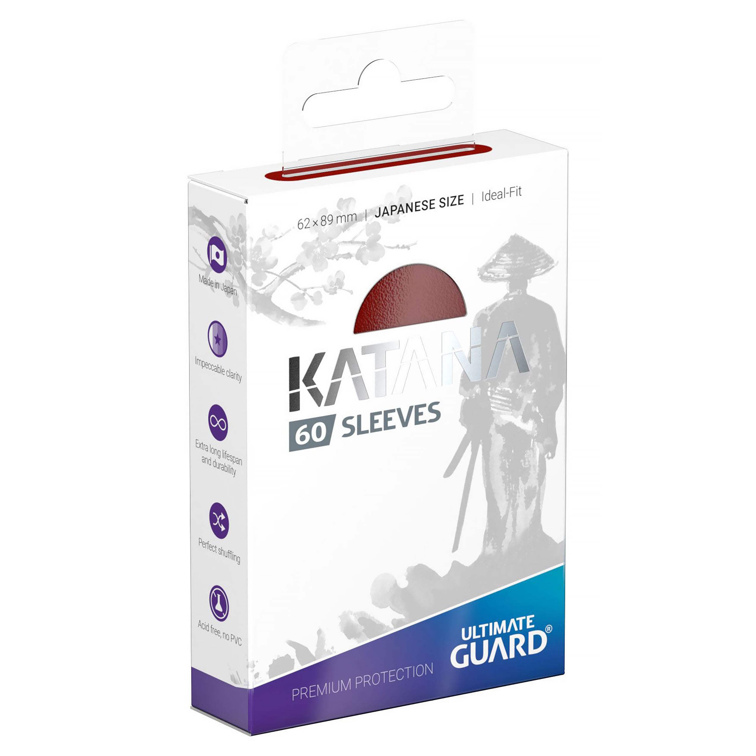 Immagine del prodotto Buste Katana Ultimate Guard rosse – Confezione da 60 per TCG (formato giapponese)