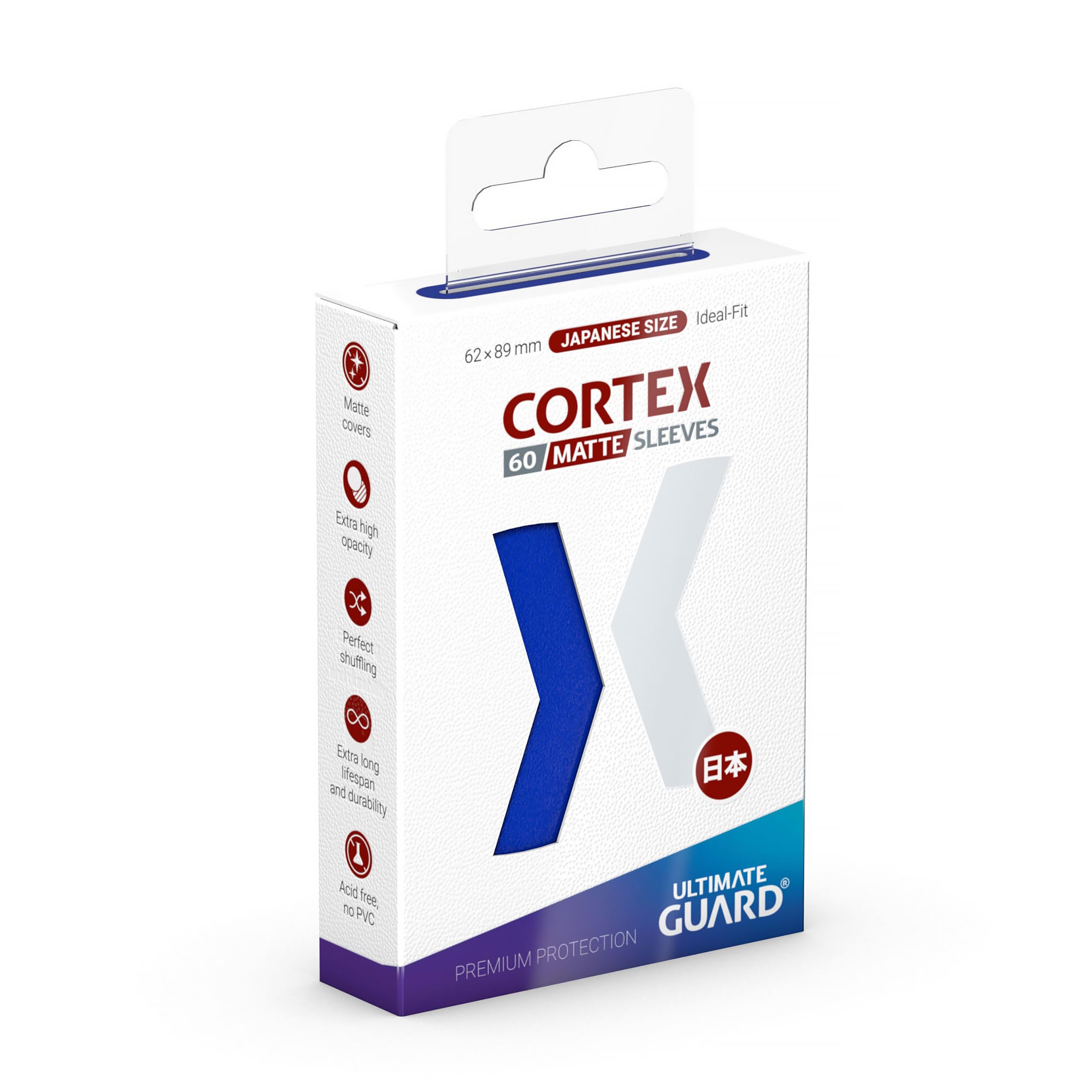 Immagine del prodotto Bustine protettive Cortex blu opaco set da 60 – Ultimate Guard, formato giapponese (per TCG)