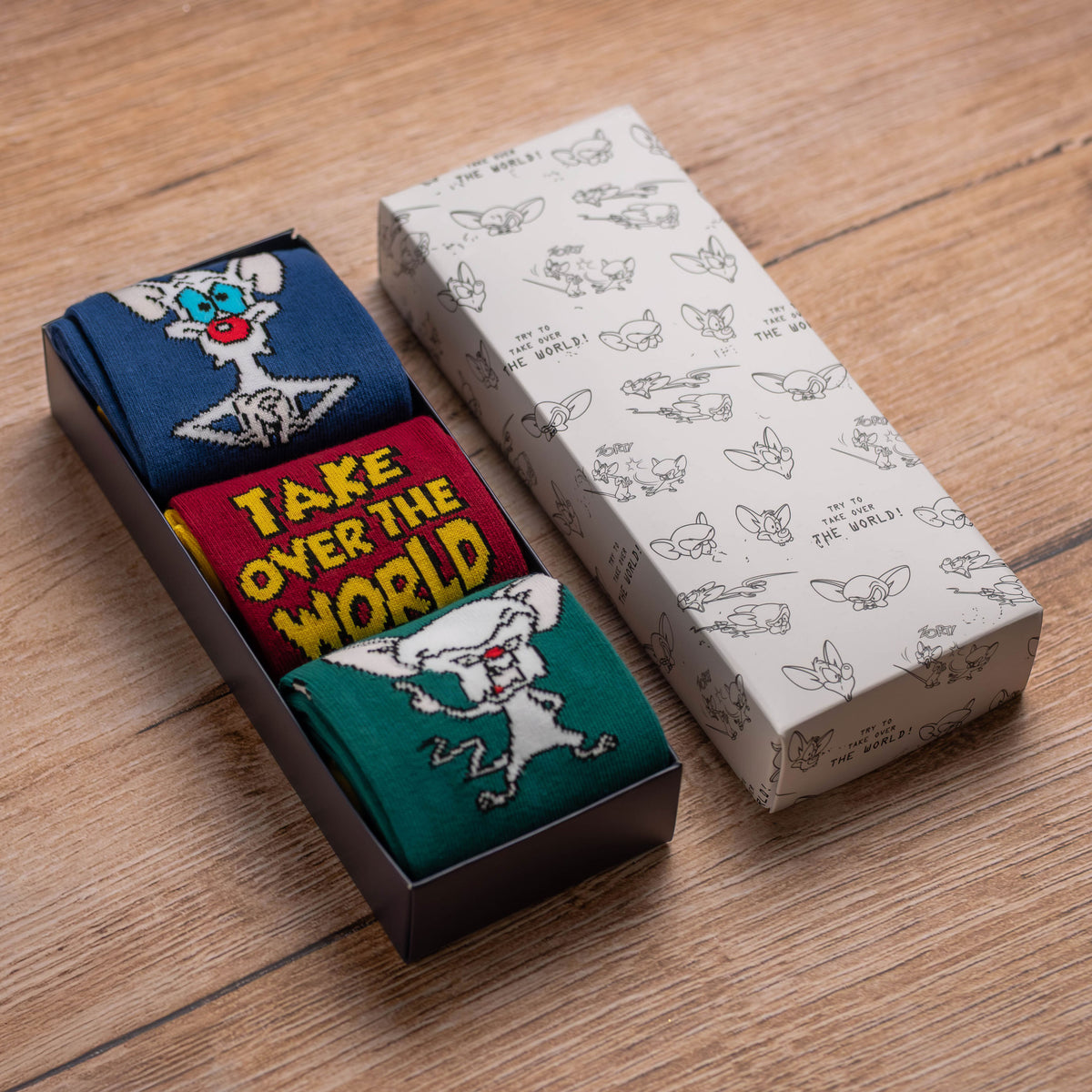 Pinky and the Brain - Set di 3 paia di calzini Pinky e Brain in confezione regalo