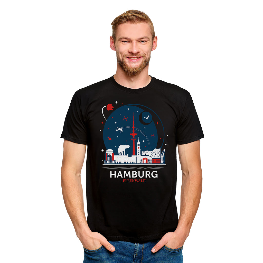Immagine del prodotto T-shirt Elbenwald ad Amburgo Skyline nera