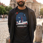 Immagine del prodotto T-shirt Elbenwald ad Amburgo Skyline nera