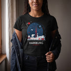 Immagine del prodotto T-shirt Elbenwald ad Amburgo Skyline nera