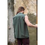 Immagine del prodotto Camicia medievale con colletto alto con lacci Louis senza maniche verde