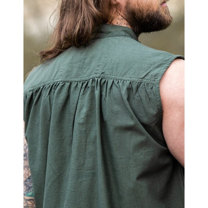 Immagine del prodotto Camicia medievale con colletto alto con lacci Louis senza maniche verde