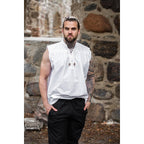 Product image Medieval Stand-Up Collar Lace-Up Shirt Louis sleeveless white