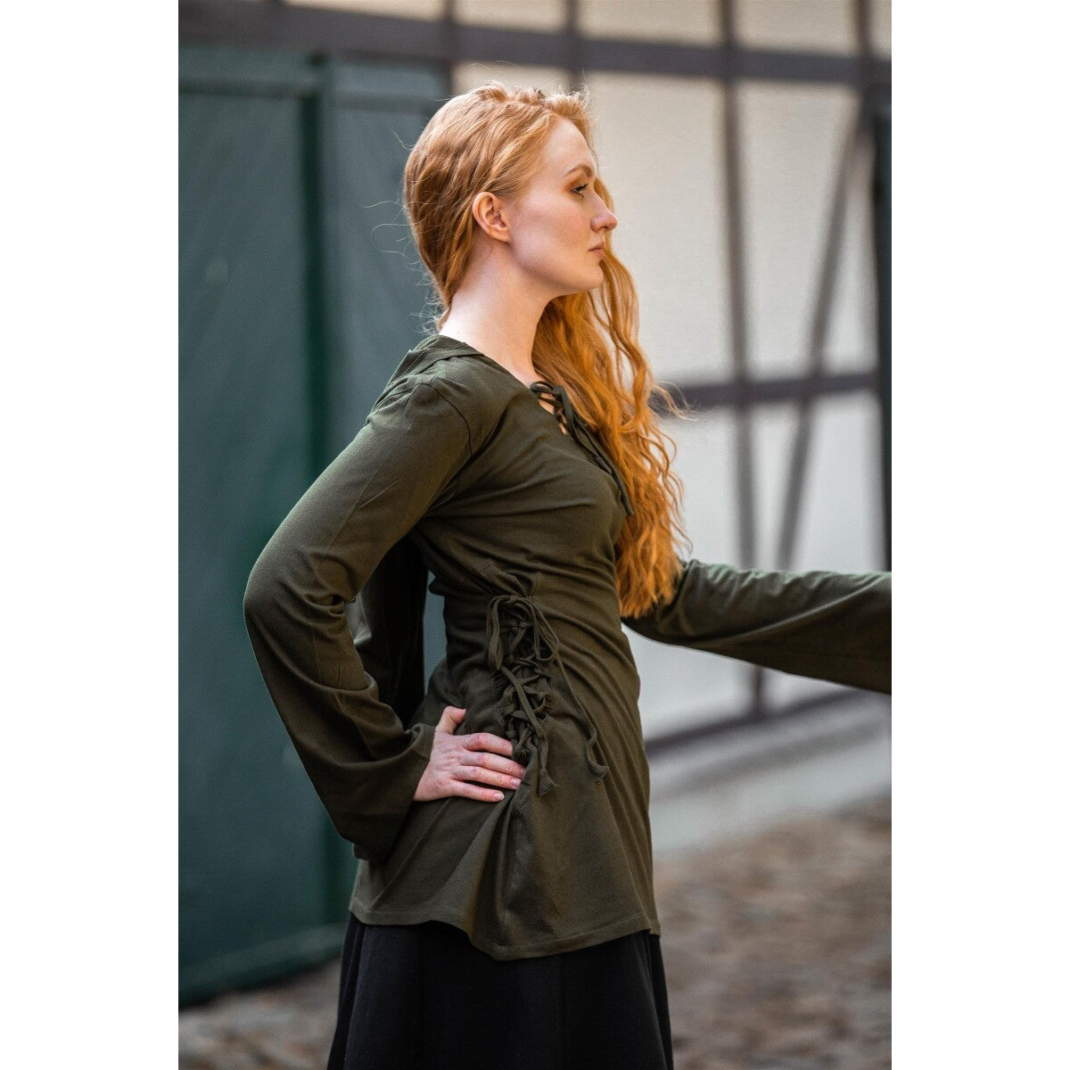 Product image Medieval Blouse Lea with Hood and Lacing green