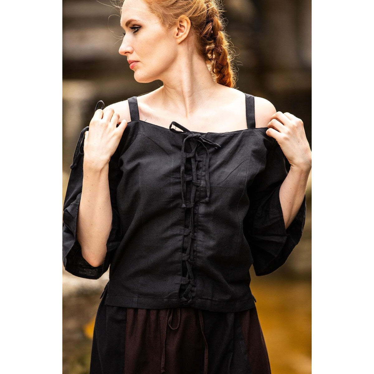 Immagine del prodotto Blusa medievale con spalline Prina nera