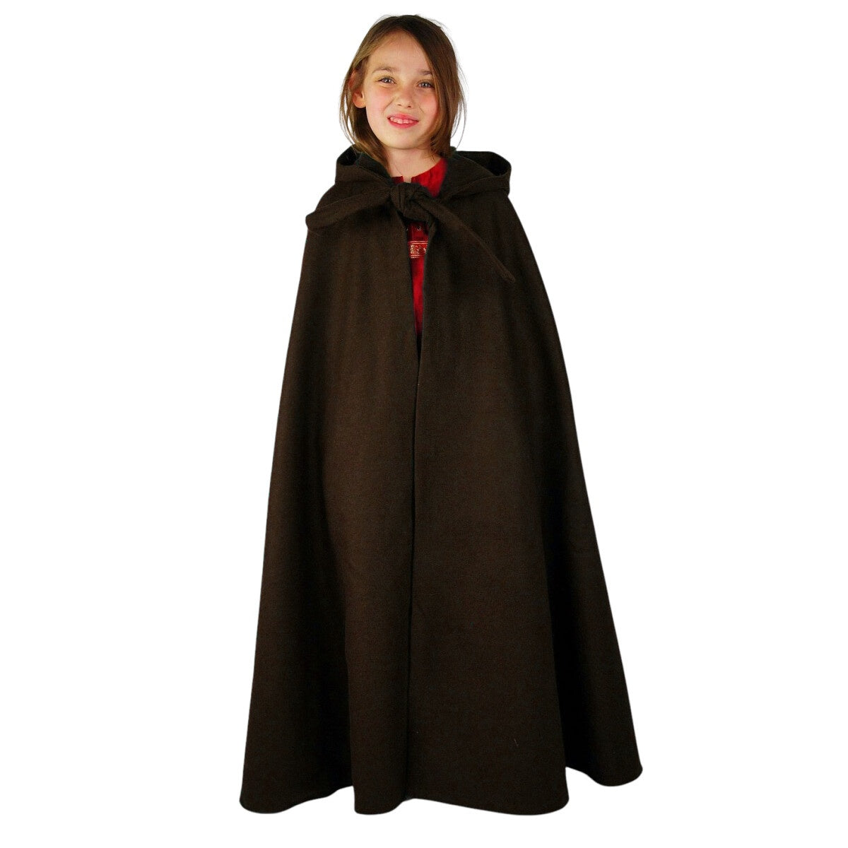 Immagine del prodotto Mantello medievale in lana con cappuccio lungo per bambini marrone
