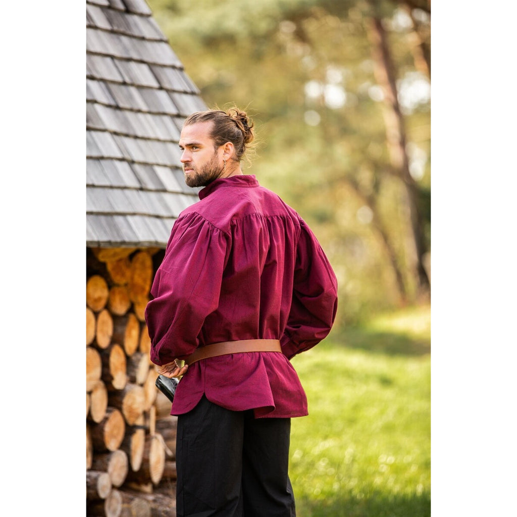 Immagine del prodotto Camicia medievale con colletto alla coreana e allacciatura Georg rosso mélange