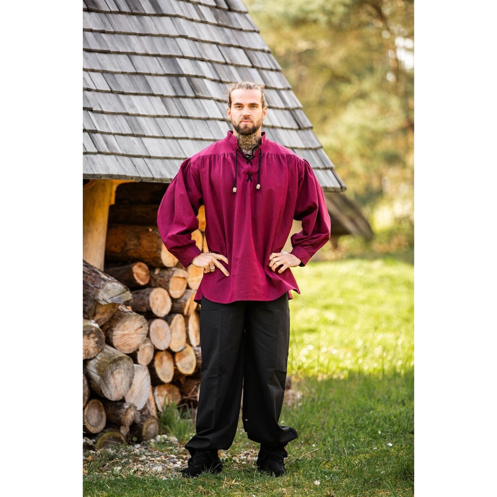 Immagine del prodotto Camicia medievale con colletto alla coreana e allacciatura Georg rosso mélange