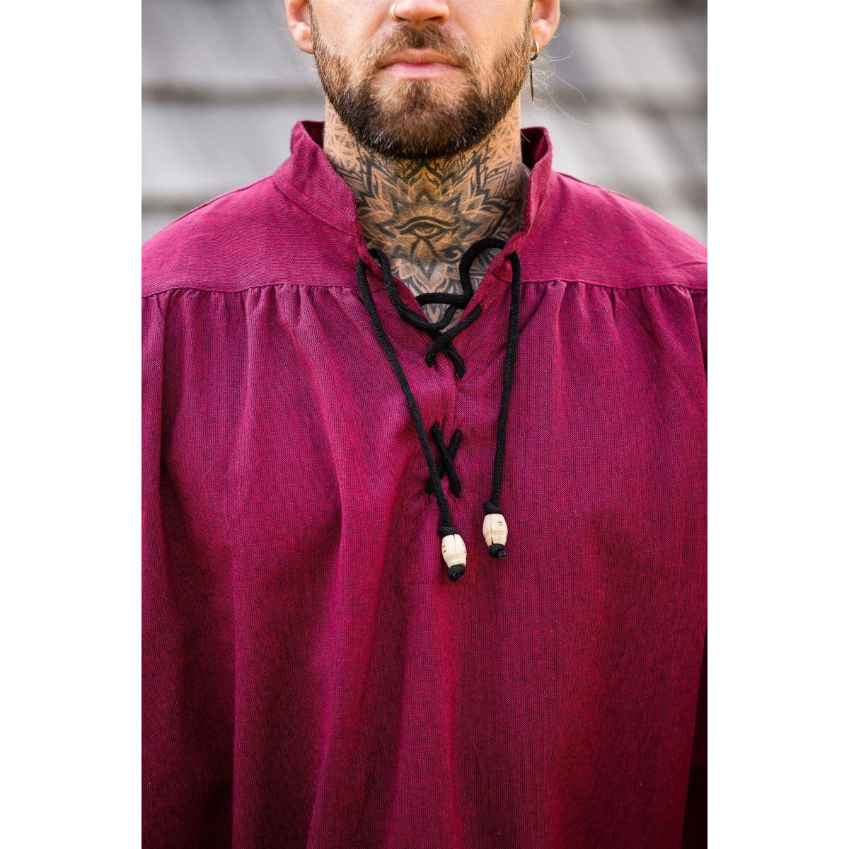 Immagine del prodotto Camicia medievale con colletto alla coreana e allacciatura Georg rosso mélange