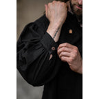 Immagine del prodotto Camicia medievale con allacciatura e colletto alto Georg nero melangiato